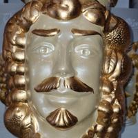 Vaso testa di moro uomo foglia oro 