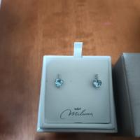 Orecchini miluna acquamarina a cuore, diamanti e