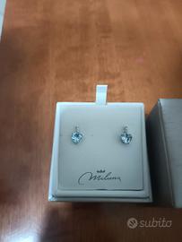 Orecchini miluna acquamarina a cuore, diamanti e