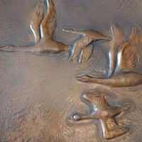 piatto in rame sbalzato vintage 43 cm diametro