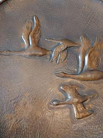 piatto in rame sbalzato vintage 43 cm diametro