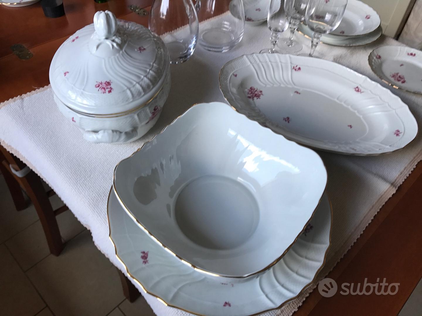 Servizio Da Tavola Da 36 Pezzi Per 12 Persone | Strisce Bianco/tortora In Porcellana | Piatto Piano, Fondo E Dessert | Lavabile In Microonde E Lavastoviglie