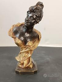 Scultura busto fermacarte in bronzo  "Art Nouveau"