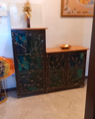 Mobile da ingresso in legno e ferro battuto