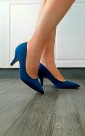 Décolleté H&M blu inteso a punta kitten heel Nuove