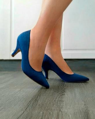 Décolleté H&M blu inteso a punta kitten heel Nuove