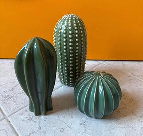 set 3 cactus in ceramica