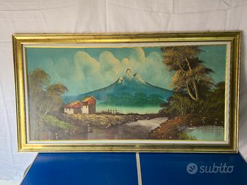 Grande Quadro con Opera su Tela Vintage