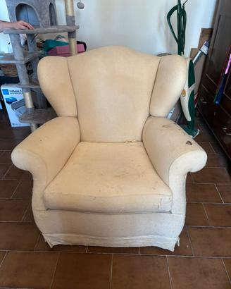 Poltrona Bergère Vintage Artigianale con Molle