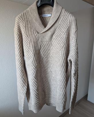 Maglione beige intrecciato a collo Conbipel