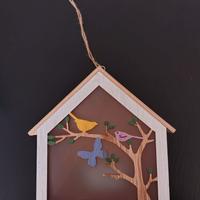 Decorazione LED casetta con uccellino