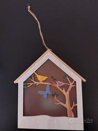 Decorazione LED casetta con uccellino