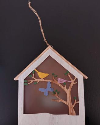 Decorazione LED casetta con uccellino