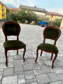 sedie in stile luigi filippo  in velluto verde 