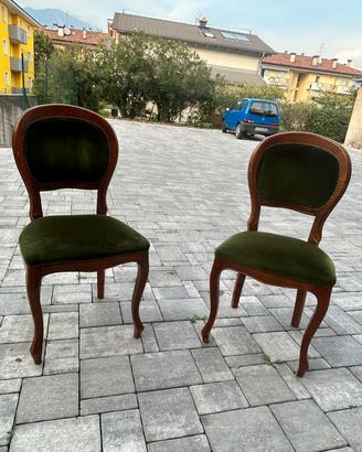 sedie in stile luigi filippo  in velluto verde 