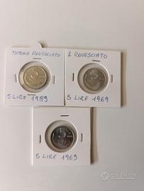 5 lire 1969/1989 errori di conio