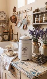 Caraffa/Caffettiera vintage in Metallo Smaltato