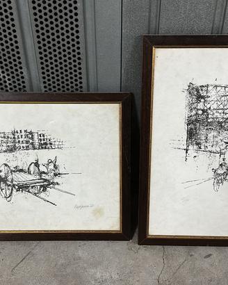 Coppia di incisioni Vespignani 1963