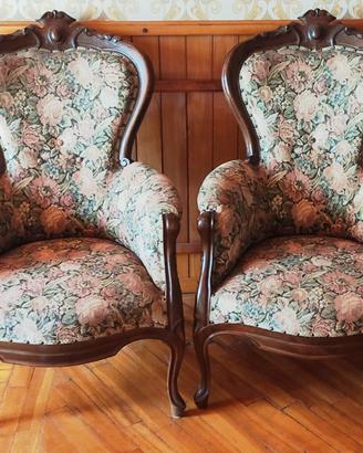 Coppia di Poltrone Vintage stile Luigi Filippo  