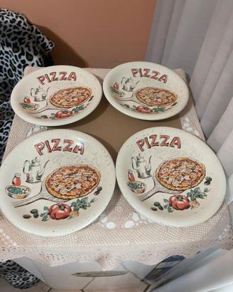 Set 4 Piatti Pizza Vintage "La Primula" - 23 cm