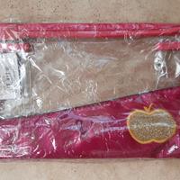 Pochette Trasparente PVC Fucsia e Mela Oro Glitter