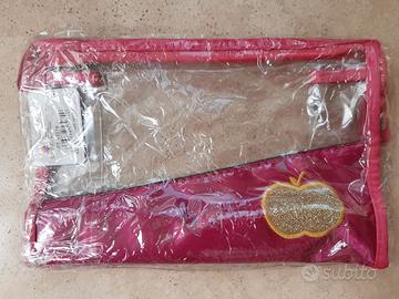 Pochette Trasparente PVC Fucsia e Mela Oro Glitter