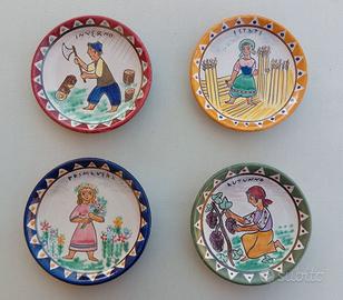 Set 4 Piattini Ceramica Dipinti a Mano Le Quattro 