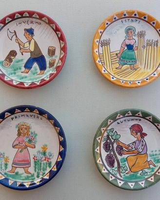 Set 4 Piattini Ceramica Dipinti a Mano Le Quattro 