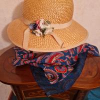 Set Cappello Paglia Naturale con Foulard Provenzal