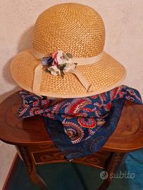 Set Cappello Paglia Naturale con Foulard Provenzal