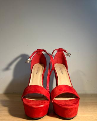 stivali donna rossi tacchi alti vintage y2k 36 new