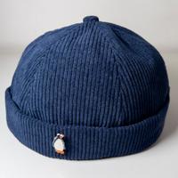 Berretto modello docker blu scuro in velluto