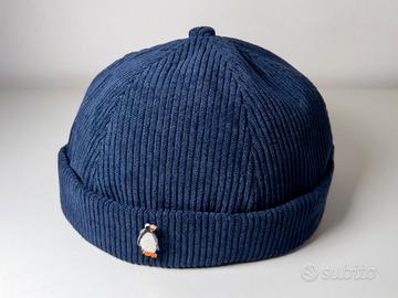 Berretto modello docker blu scuro in velluto