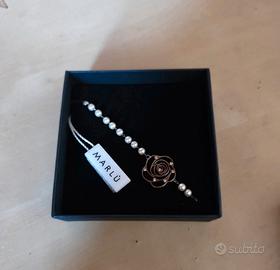 Bracciale MARLÙ con perle e rosa - NUOVO con carte