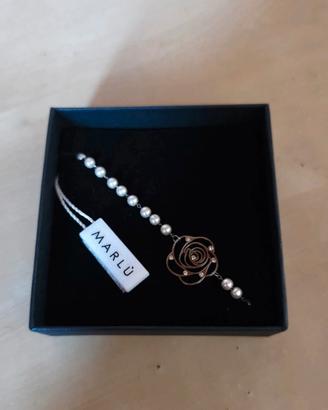 Bracciale MARLÙ con perle e rosa - NUOVO con carte