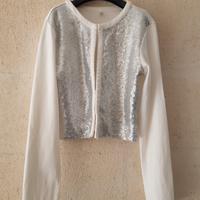 Bolero per bambina con paillettes argento Idexè