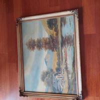 Quadro paesaggio ad olio con cornice d'epoca