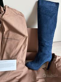 Stivale blu scamosciato Gianvito Rossi