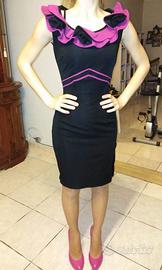 Abito Nemo nero e fuxia con rose