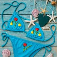 PARAH💠 Bikini Triangolo fiori ricamati 