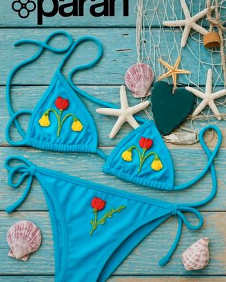 PARAH💠 Bikini Triangolo fiori ricamati 