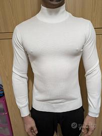Maglia dolcevita bianca da uomo