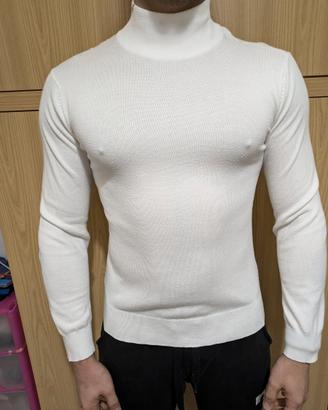 Maglia dolcevita bianca da uomo
