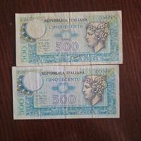 2 banconote 500 lire 1974