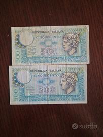 2 banconote 500 lire 1974