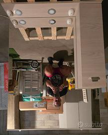 Specchio da bagno con luce e 1 anta color acero