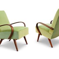 Poltrone Art Deco in velluto lime