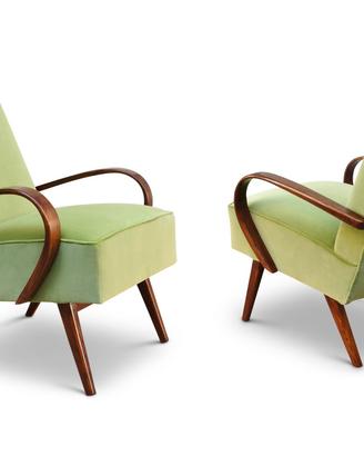 Poltrone Art Deco in velluto lime