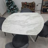 Tavolo  in ceramica bianca+sedie in velluto