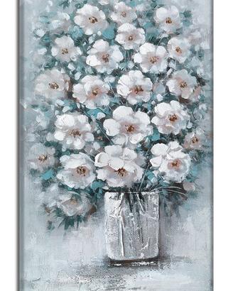 Quadro Stampa su Tela- Fiori Bianchi-70/120 cm